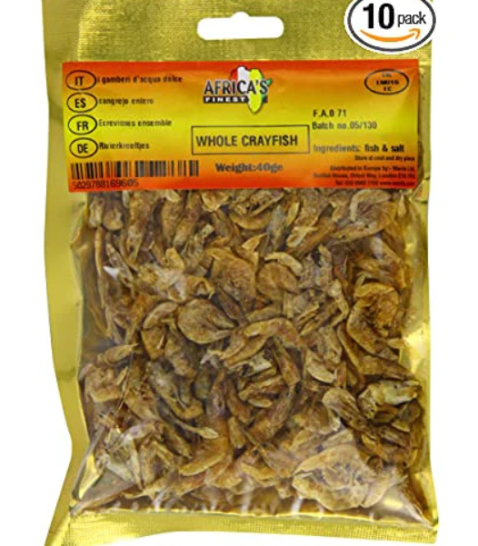 dried and whole crayfish